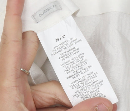 Perry Ellis Beige Men's Linen Trousers 38 Classic Fit