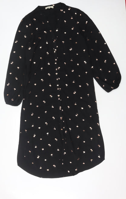 Oasis Women's Black Floral Shirt Dress Size 12