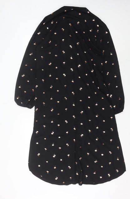 Oasis Women's Black Floral Shirt Dress Size 12