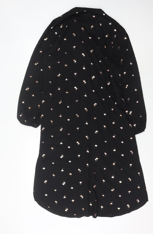 Oasis Women's Black Floral Shirt Dress Size 12