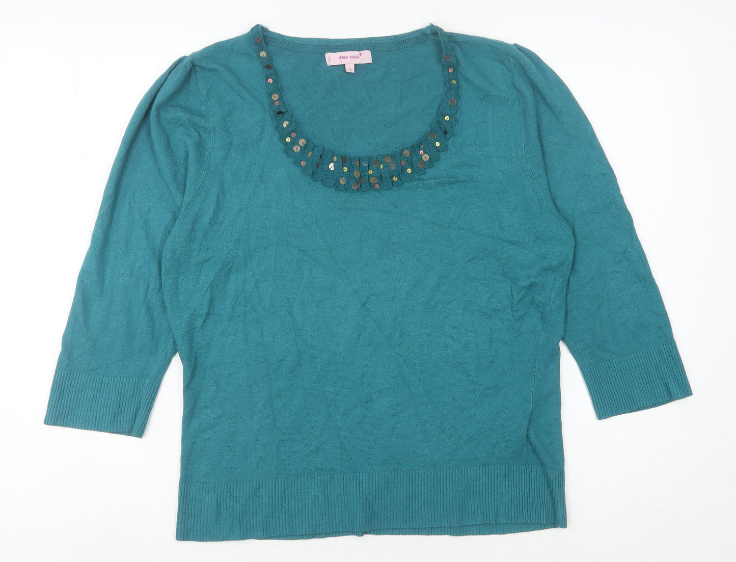 Womens UK Size 18 Marks and Spencer Green Pullover Jumper