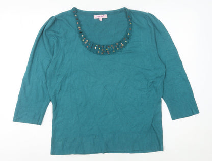 Womens UK Size 18 Marks and Spencer Green Pullover Jumper