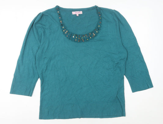 Womens UK Size 18 Marks and Spencer Green Pullover Jumper