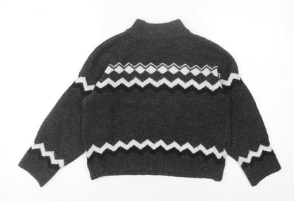 Marks and Spencer Girls Black High Neck Pullover Jumper, 9-10 Years