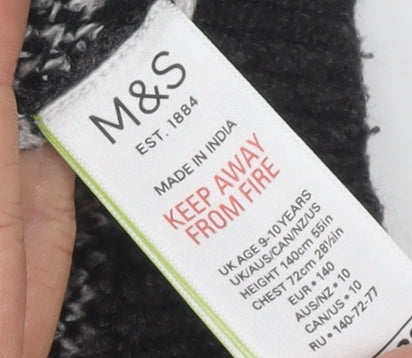 Marks and Spencer Girls Black High Neck Pullover Jumper, 9-10 Years