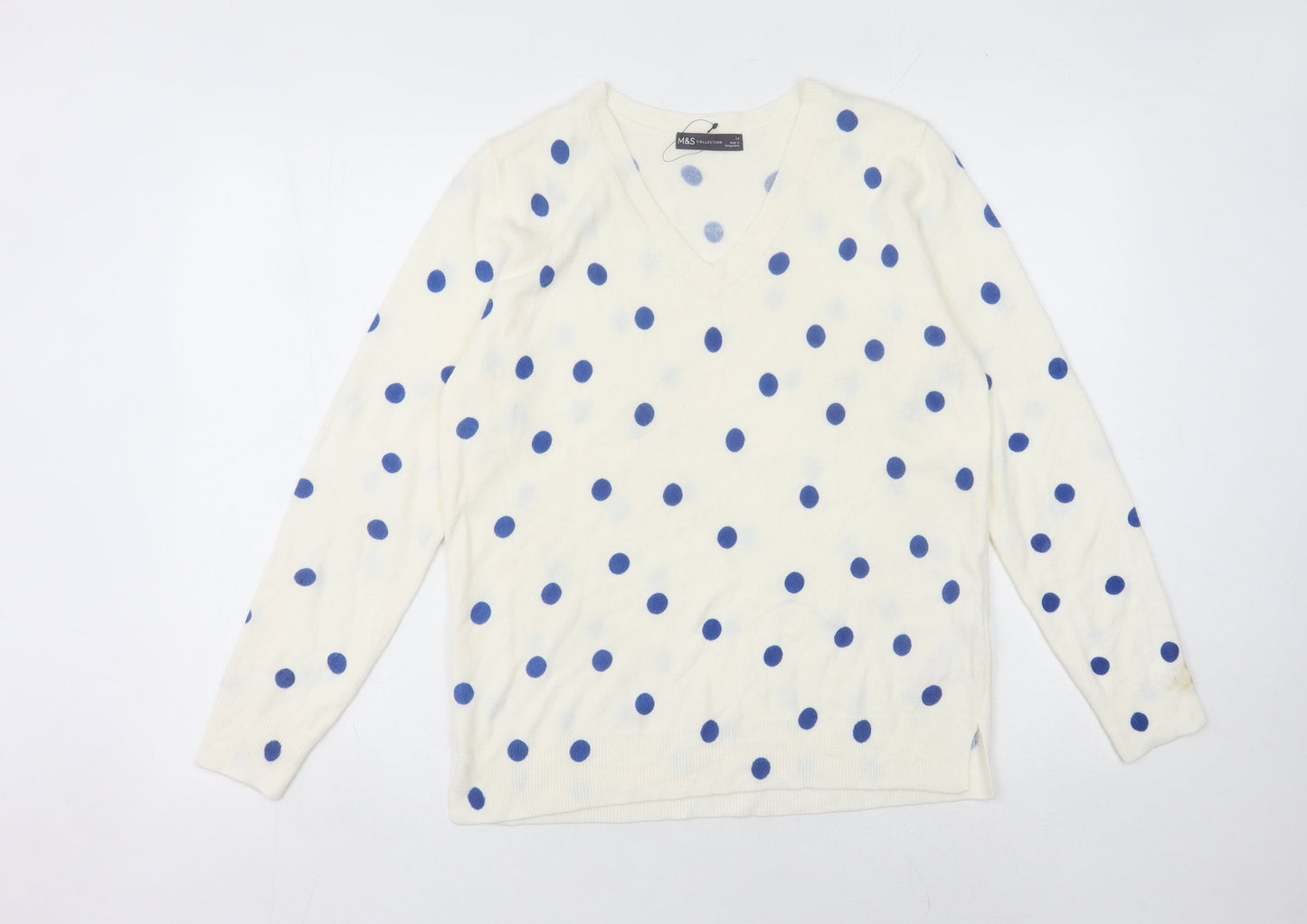Womens UK Size 14 Marks and Spencer White Pullover Jumper