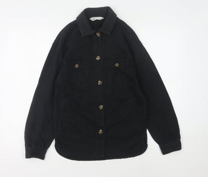 H&M Girls Black Button-Up Long Sleeve Shirt Size 10