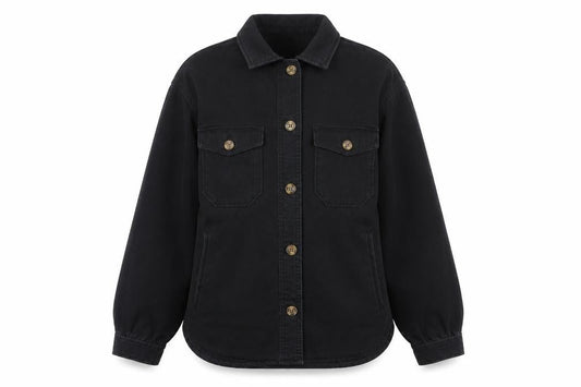 H&M Girls Black Button-Up Long Sleeve Shirt Size 10