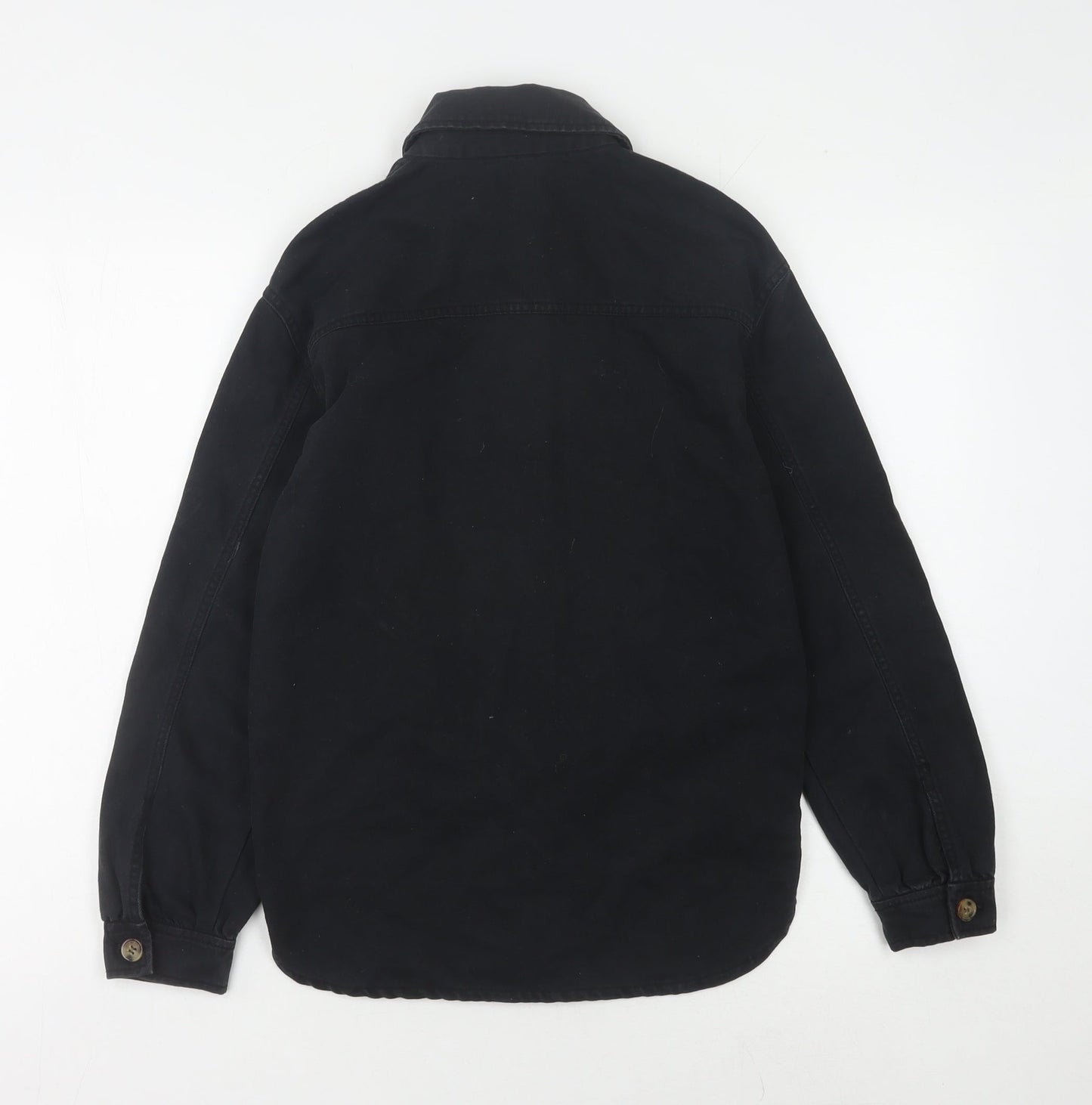 H&M Girls Black Button-Up Long Sleeve Shirt Size 10