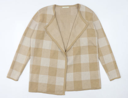 Rowlands of Bath Women's Beige Check Open Front Cardigan M