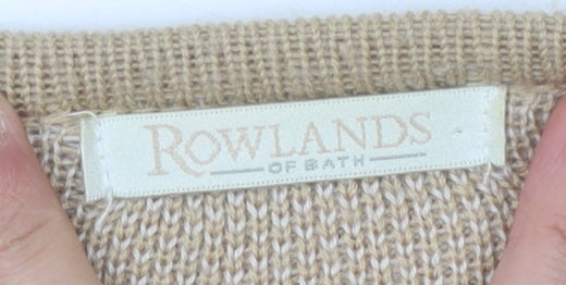 Rowlands of Bath Women's Beige Check Open Front Cardigan M