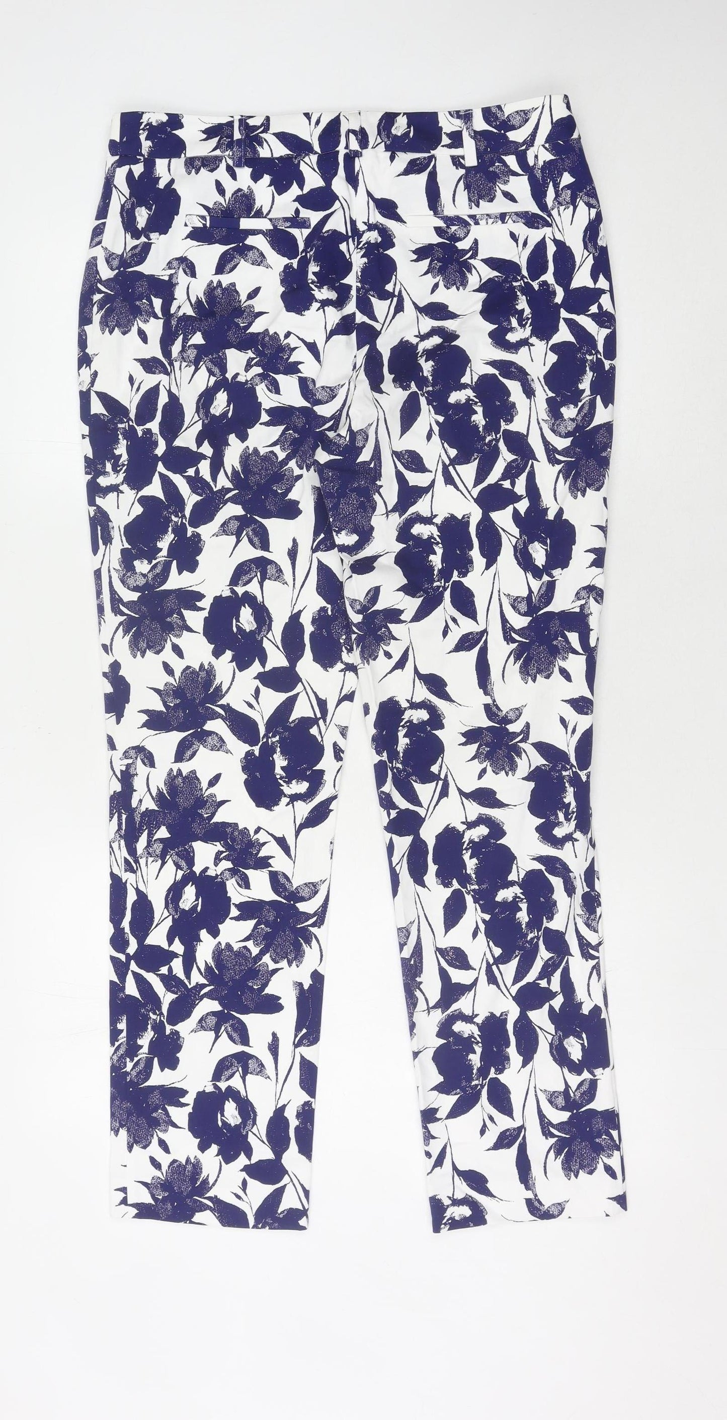 Laura Ashley Women's White Floral Trousers Size 12