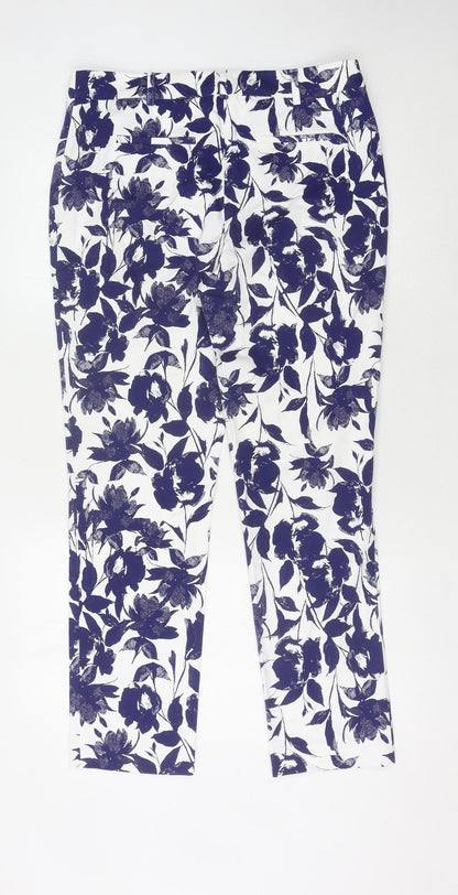 Laura Ashley Women's White Floral Trousers Size 12
