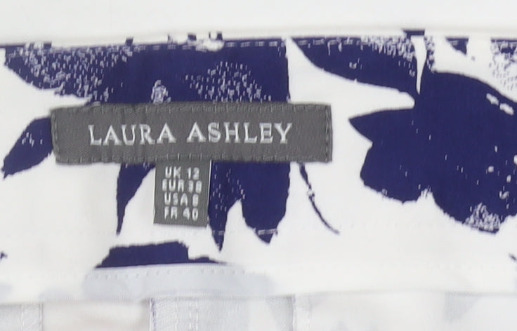 Laura Ashley Women's White Floral Trousers Size 12