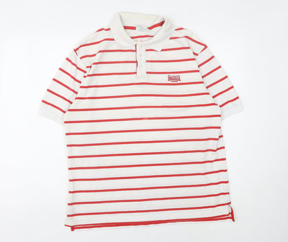 Lonsdale Men's Red Striped Polo Shirt - Size L