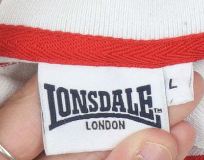 Lonsdale Men's Red Striped Polo Shirt - Size L