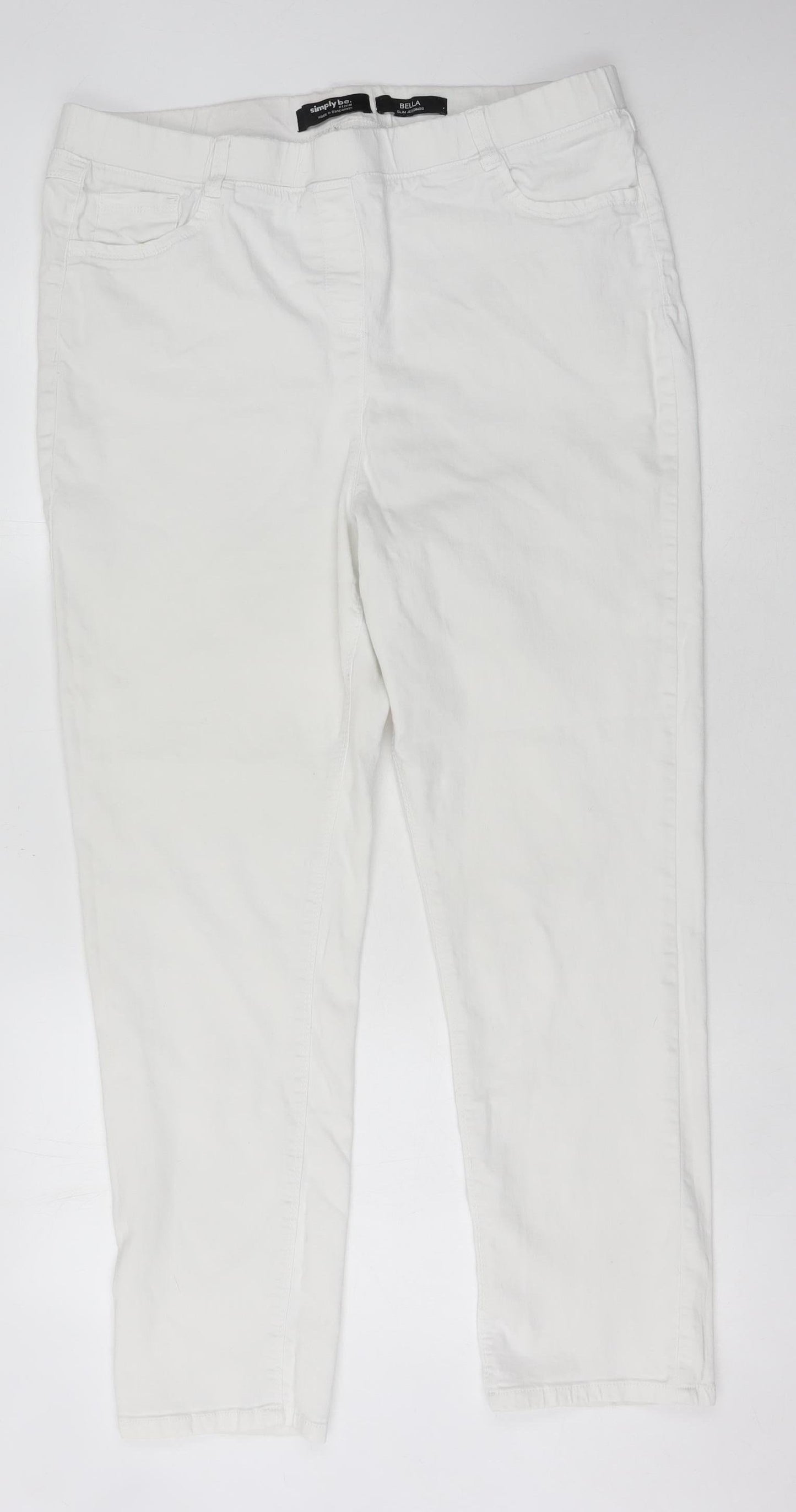 Simply Be Women's Plus Size White Straight Jeans