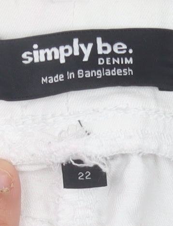 Simply Be Women's Plus Size White Straight Jeans