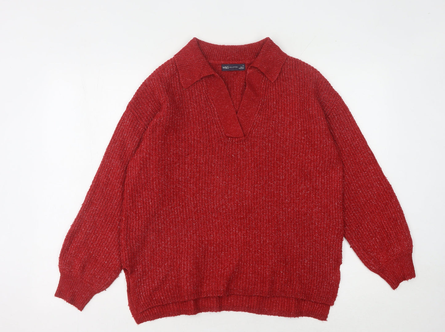 Womens UK Size M Marks and Spencer Red Pullover Jumper