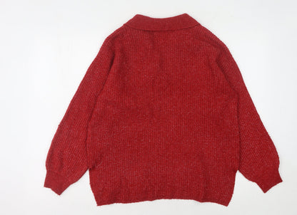 Womens UK Size M Marks and Spencer Red Pullover Jumper
