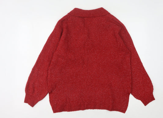 Womens UK Size M Marks and Spencer Red Pullover Jumper