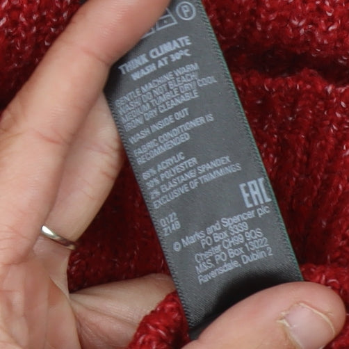 Womens UK Size M Marks and Spencer Red Pullover Jumper