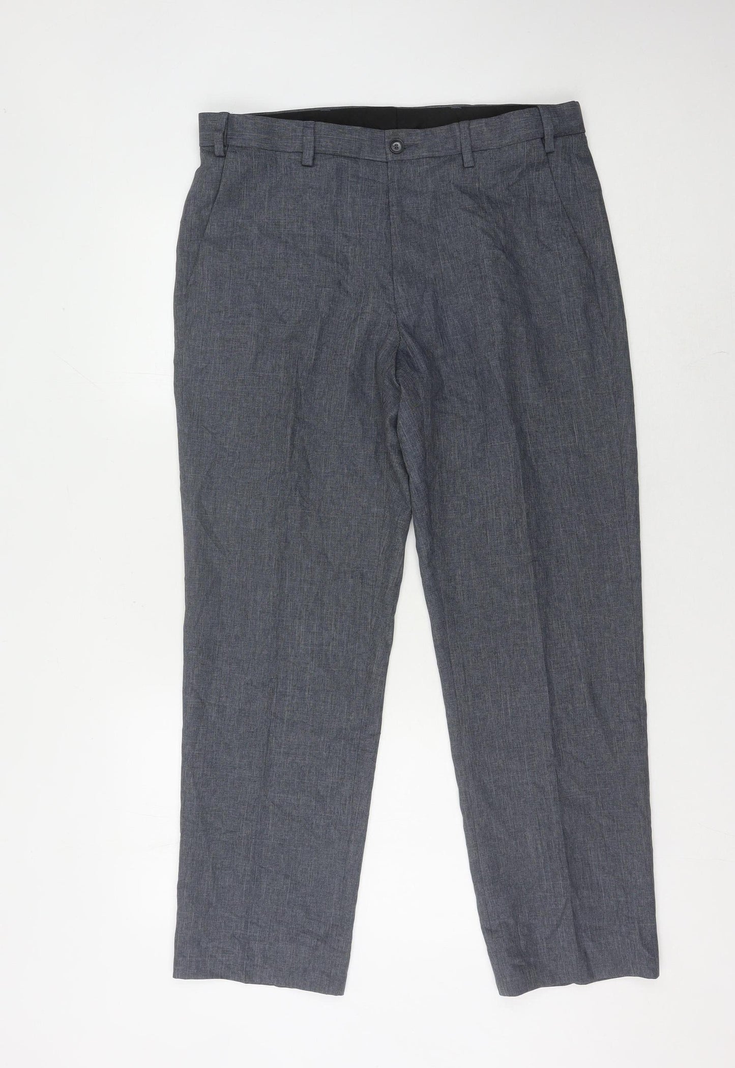 Marks and Spencer Men's Grey Regular Fit Trousers