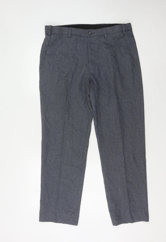 Marks and Spencer Men's Grey Regular Fit Trousers
