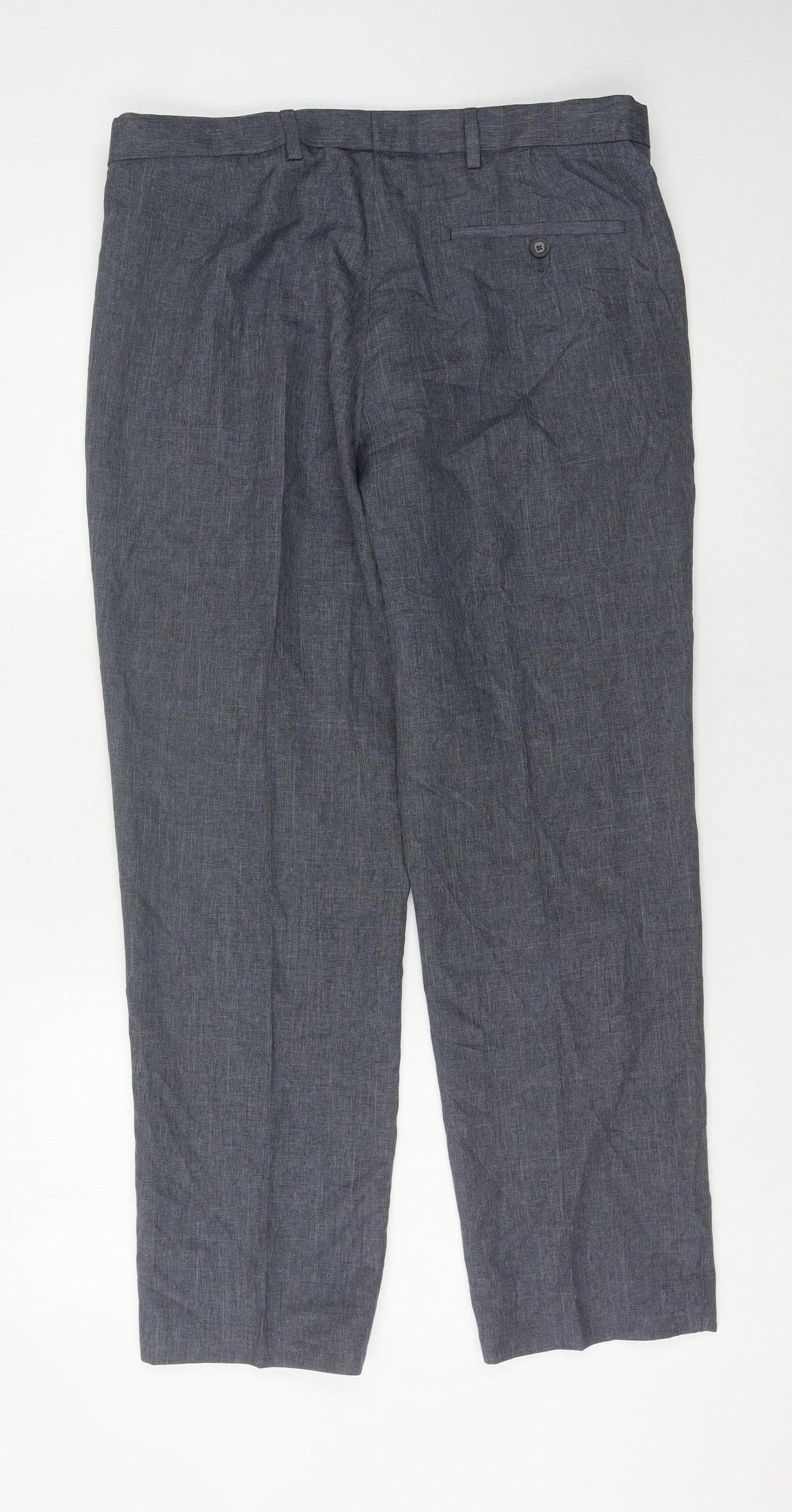 Marks and Spencer Men's Grey Regular Fit Trousers
