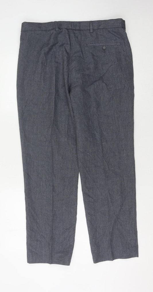 Marks and Spencer Men's Grey Regular Fit Trousers