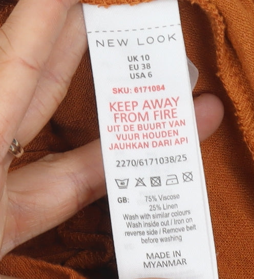 New Look Women's Orange Paperbag Trousers Size 10