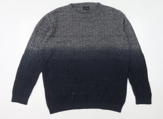 Next Men's Grey Pullover L Cotton Chunky Knit Jumper
