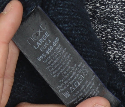 Next Men's Grey Pullover L Cotton Chunky Knit Jumper