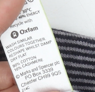 Marks and Spencer Men's Blue Striped Polo, Medium