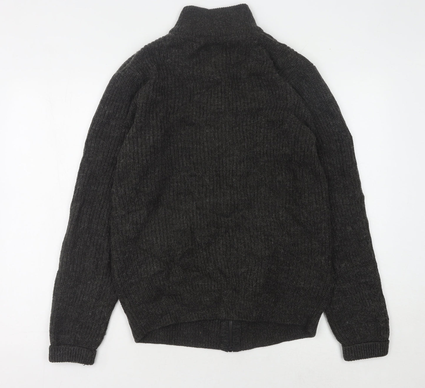 Threadbare Grey Full Zip Jumper, Men's M, High Neck