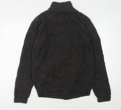 Threadbare Grey Full Zip Jumper, Men's M, High Neck