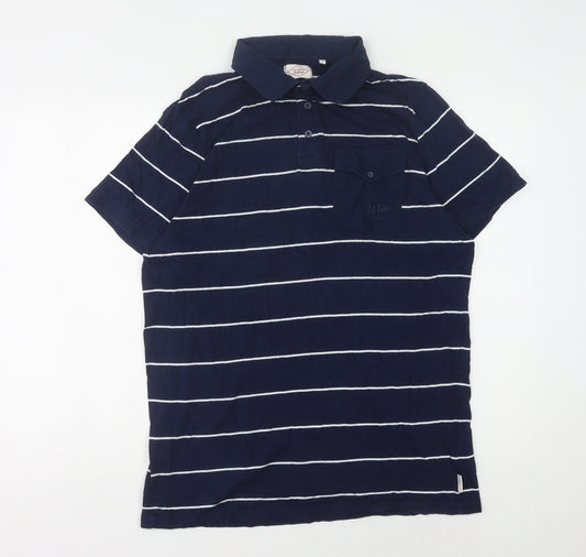Lee Cooper Men's XL Blue Striped Polo Shirt