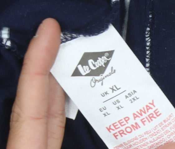 Lee Cooper Men's XL Blue Striped Polo Shirt