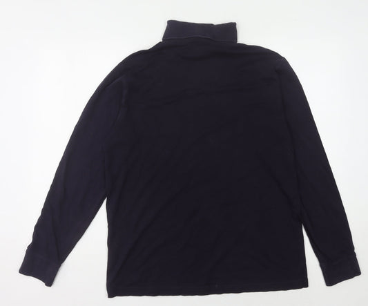 Lands' End Unisex Black Mock Neck T-Shirt - M