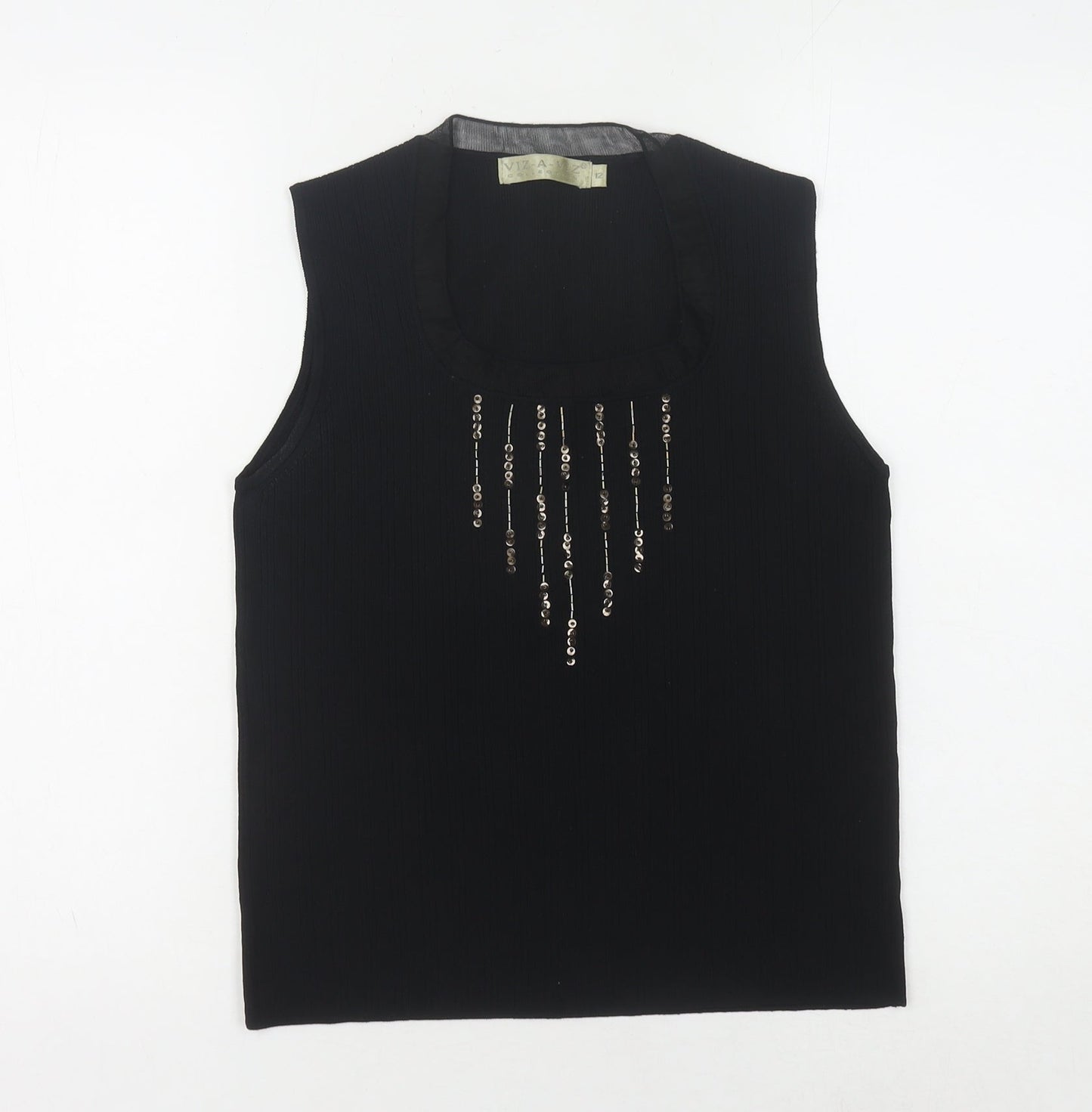 Womens UK Size 12 VIZ-A-VIZ Black  Tank