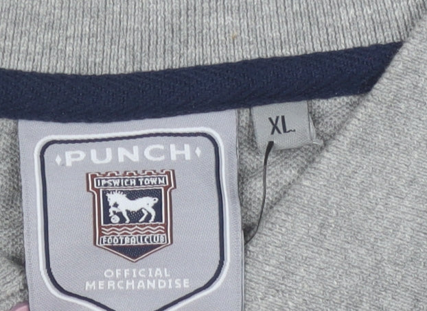 Punch Men’s Grey Polo Shirt XL Collared Solid Sportswear