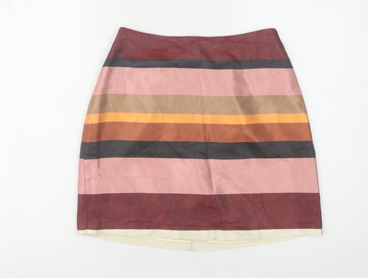 H&M Women's Multicoloured Striped Pencil Skirt - Size 8