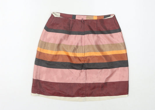 H&M Women's Multicoloured Striped Pencil Skirt - Size 8