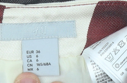 H&M Women's Multicoloured Striped Pencil Skirt - Size 8