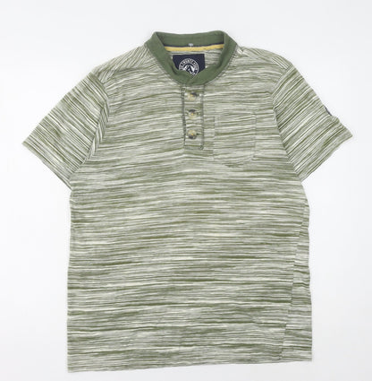 Tog Twenty Four Men's Green Striped Henley T-Shirt M