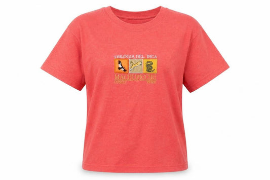 Front view of Manu Arts Red unisex t-shirt, size S, casual summer wear