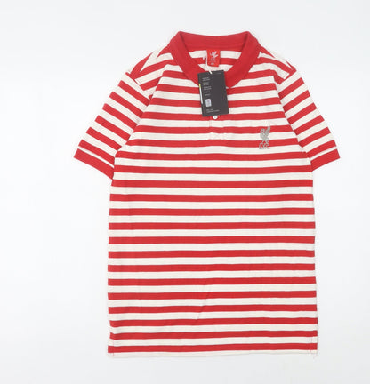 LFC Men's XS Red Striped Polo Shirt