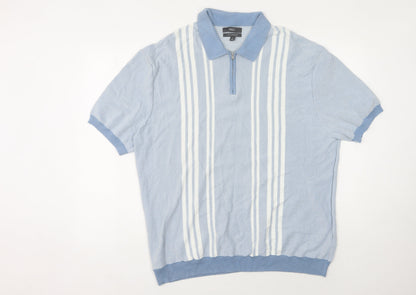 Marks and Spencer Men's Blue 2XL Striped Polo