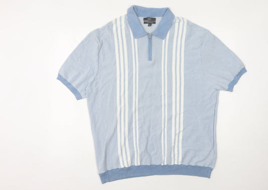 Marks and Spencer Men's Blue 2XL Striped Polo