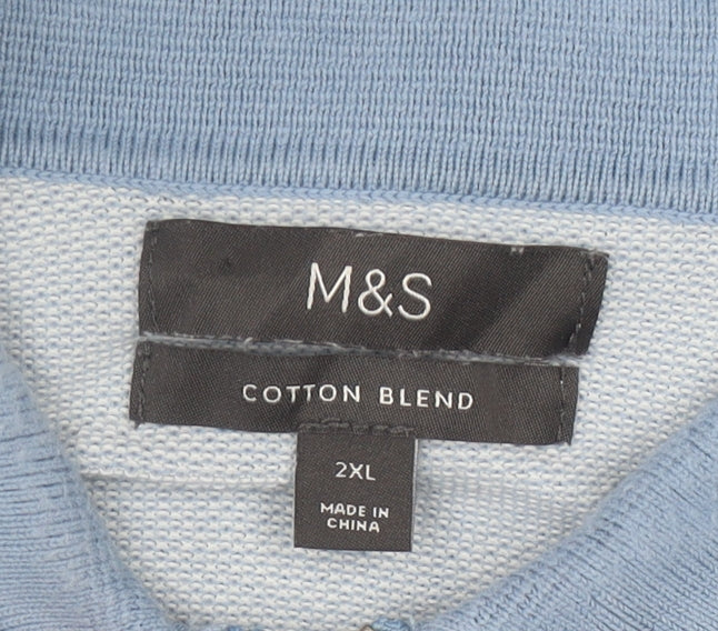 Marks and Spencer Men's Blue 2XL Striped Polo
